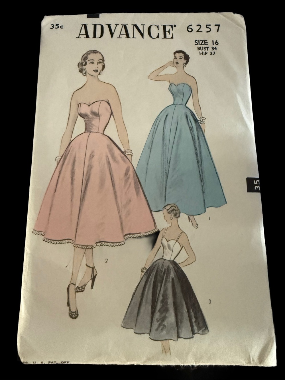 Vintage 1950s BEAUTIFULLingerie Pattern ADVANCE 6257 Three Versions, Bust 34”/16